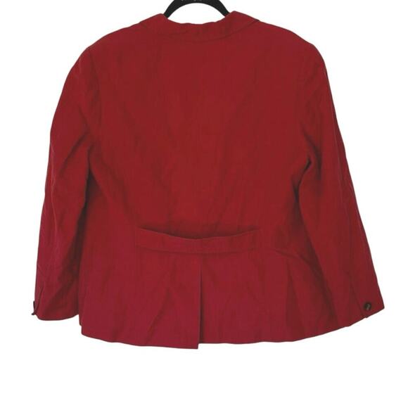 Talbots Petites Silk Linen Blend Blazer Shoulder Pads Size 16P Red Career Office - Picture 2 of 9